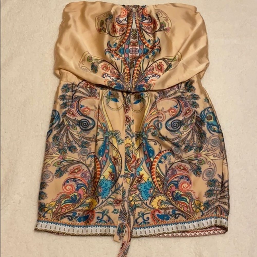 Bisou Bisou strapless waist tie paisley dress 6